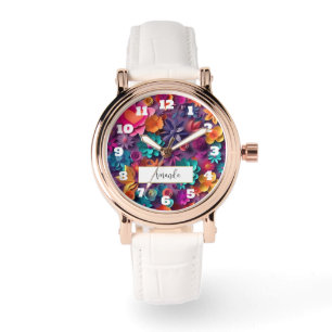 Colorful Spring Flowers Patroon Horloge