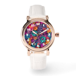 Colorful Spring Flowers Patroon Horloge