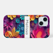 Colorful Spring Flowers Patroon iPhone 15 Case (Achterkant horizontaal)
