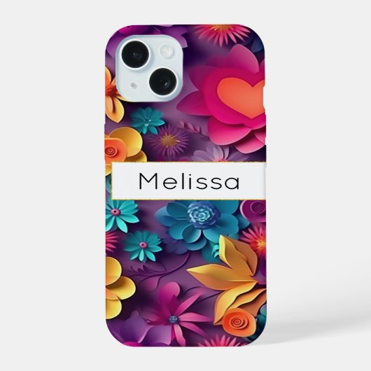 Colorful Spring Flowers Patroon iPhone 15 Case (Achterkant)