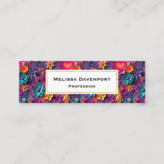 Colorful Spring Flowers Patroon Mini Visitekaartje (Voorkant)