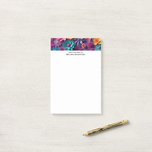 Colorful Spring Flowers Patroon Post-it® Notes (Op bureau)