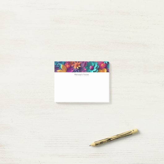 Colorful Spring Flowers Patroon Post-it® Notes (Op bureau)