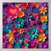 Colorful Spring Flowers Patroon Poster (Voorkant)