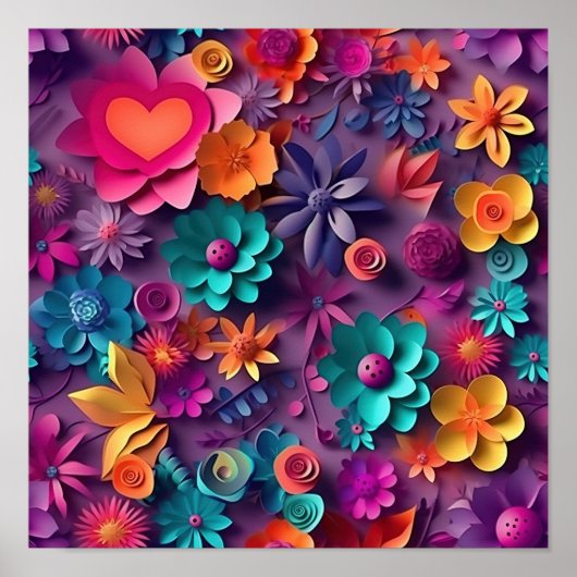 Colorful Spring Flowers Patroon Poster (Voorkant)