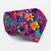 Colorful Spring Flowers Patroon Stropdas (Opgerold)