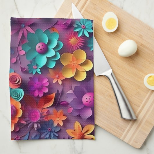 Colorful Spring Flowers Patroon Theedoek (Quarter Fold)