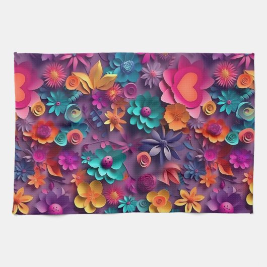 Colorful Spring Flowers Patroon Theedoek (Horizontaal)
