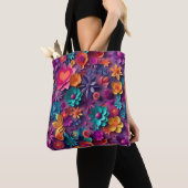 Colorful Spring Flowers Patroon Tote Bag (Dichtbij)