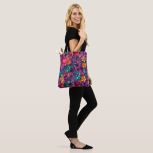 Colorful Spring Flowers Patroon Tote Bag
