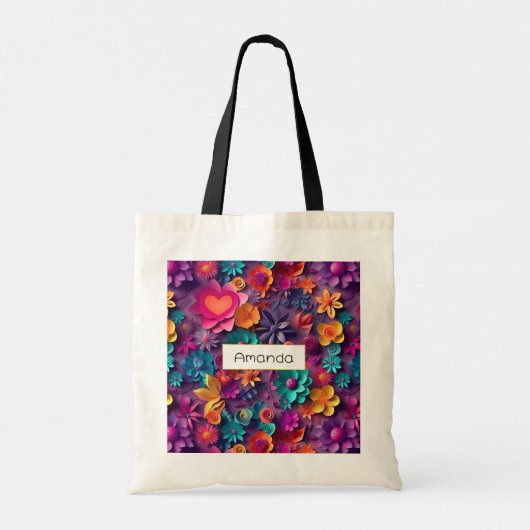 Colorful Spring Flowers Patroon Tote Bag (Achterkant)