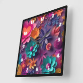 Colorful Spring Flowers Patroon Vierkante Klok (Hoek)