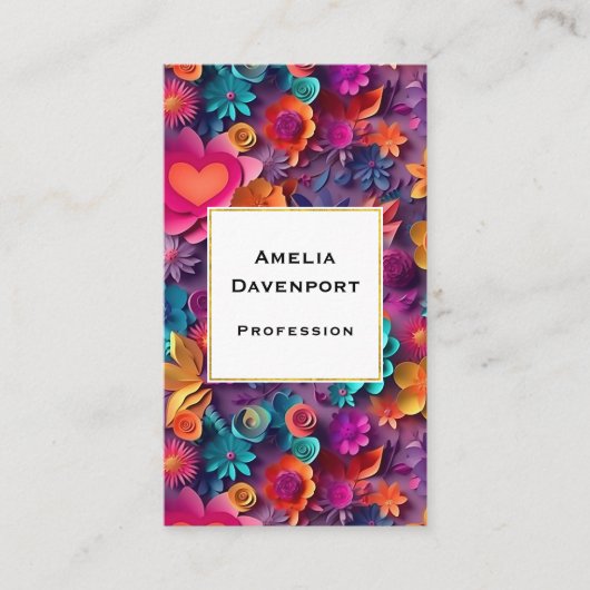 Colorful Spring Flowers Patroon Visitekaartje (Voorkant)