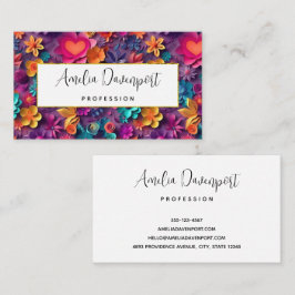 Colorful Spring Flowers Patroon Visitekaartje
