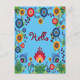 Colorful Spring Flowers Post Card 'Hello Blue' Briefkaart