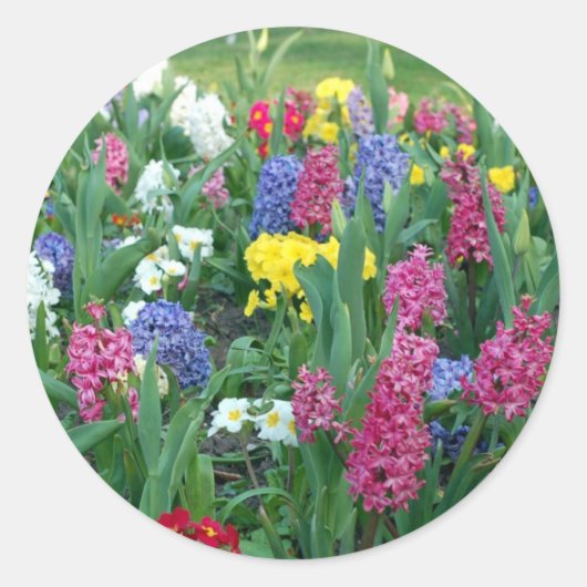 Colorful Spring Flowers Ronde Sticker (Voorkant)