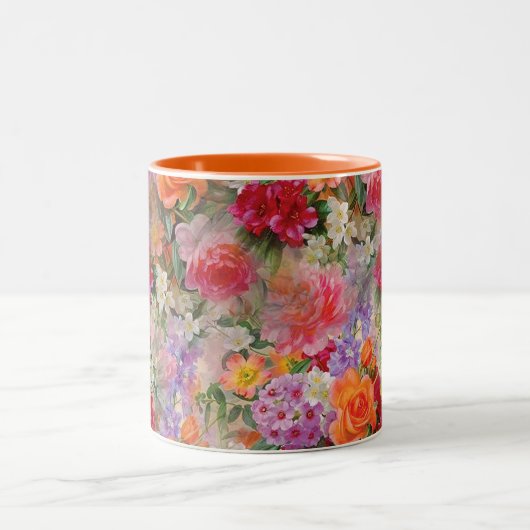 Colorful Spring Flowers Tweekleurige Koffiemok (Center)