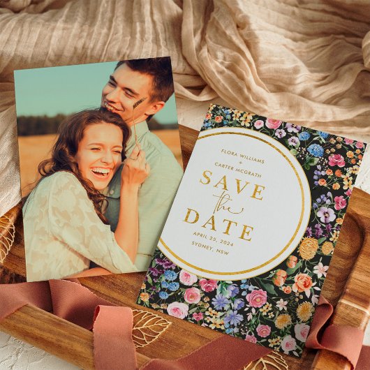 Colorful Spring Flowers Weddenschap Save the Date Aankondiging
