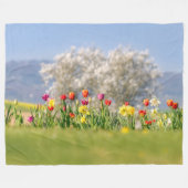 Colorful Spring Flowers with Tulps and Daffodils Fleece Deken (Voorkant (Horizontaal))