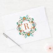 Colorful Spring Flowers Wreatmonogram Ronde Sticker (Envelop)