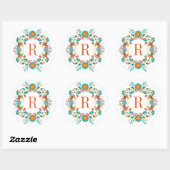 Colorful Spring Flowers Wreatmonogram Ronde Sticker (Vel)