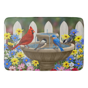 Colorful Spring Garden Bird Bath Badmat