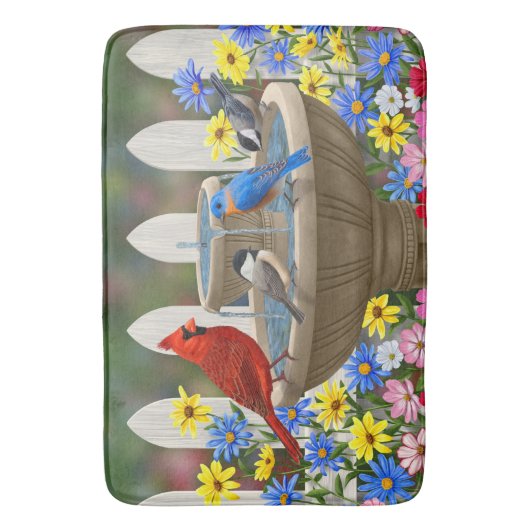 Colorful Spring Garden Bird Bath Badmat (Voorkant Verticaal)