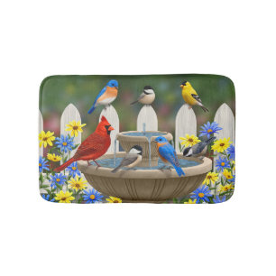 Colorful Spring Garden Bird Bath Badmat