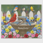 Colorful Spring Garden Bird Bath Cadeaupapier (Vlak)