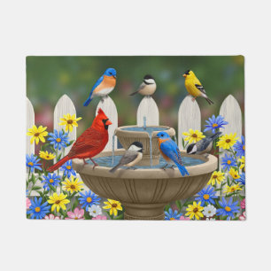 Colorful Spring Garden Bird Bath Deurmat