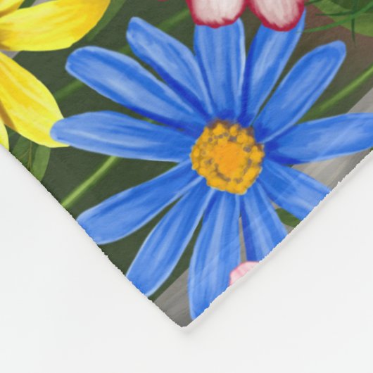 Colorful Spring Garden Bird Bath Fleece Deken (Hoek)