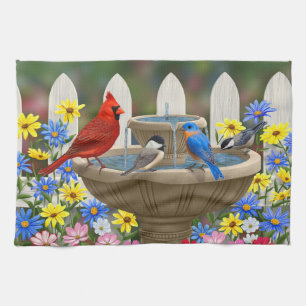 Colorful Spring Garden Bird Bath Theedoek