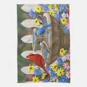 Colorful Spring Garden Bird Bath Theedoek (Verticaal)