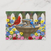 Colorful Spring Garden Bird Bath Visitekaartje (Voorkant)