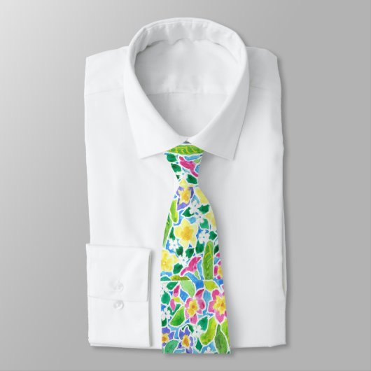 Colorful Spring Primroses Necktie Stropdas (Gebonden)