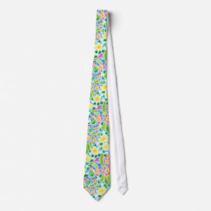 Colorful Spring Primroses Necktie Stropdas