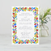 Colorful Spring Rainbow Flowers Gay Pride Wedding Kaart (Staand voorkant)