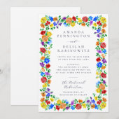 Colorful Spring Rainbow Flowers Gay Pride Wedding Kaart (Voorkant / Achterkant)