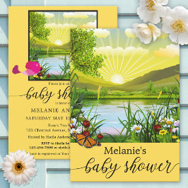 Colorful Spring Sunshine Baby shower Invitation Kaart