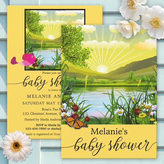 Colorful Spring Sunshine Baby shower Invitation Kaart