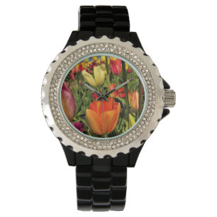 Colorful Spring Tulips Horloge