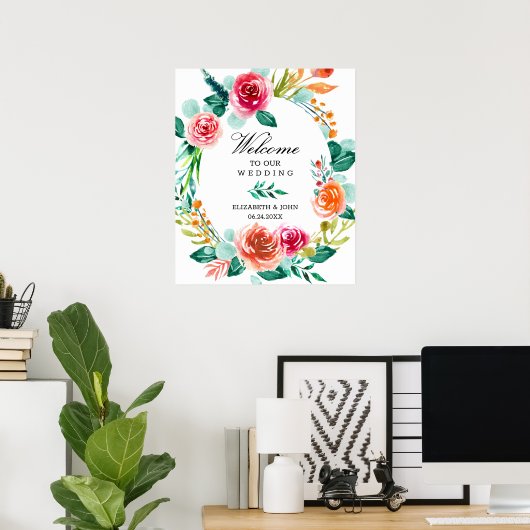 Colorful Spring Vibes Weddenschap Welkomstteken Poster (Thuiskantoor)