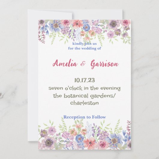 Colorful Spring Wildbloemen Weddenschap Kaart (Voorkant)