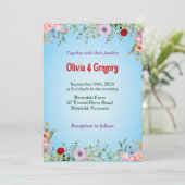 Colorful Spring Wildbloemen Weddenschap Kaart (Staand voorkant)