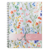 Colorful Spring Wildflower Meadow Monogram Notitieboek (Voorkant)