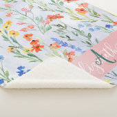 Colorful Spring Wildflower Meadow Monogram Sherpa Deken (3/4)