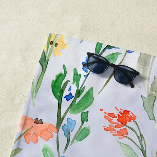 Colorful Spring Wildflower Meadow Monogram Strandlaken (In situ)