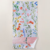 Colorful Spring Wildflower Meadow Monogram Strandlaken (Voorkant)