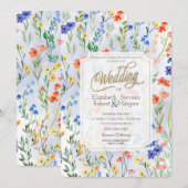 Colorful Spring Wildflower Meadow Wedding Kaart (Voorkant / Achterkant)