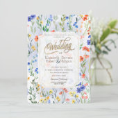 Colorful Spring Wildflower Meadow Wedding Kaart (Staand voorkant)